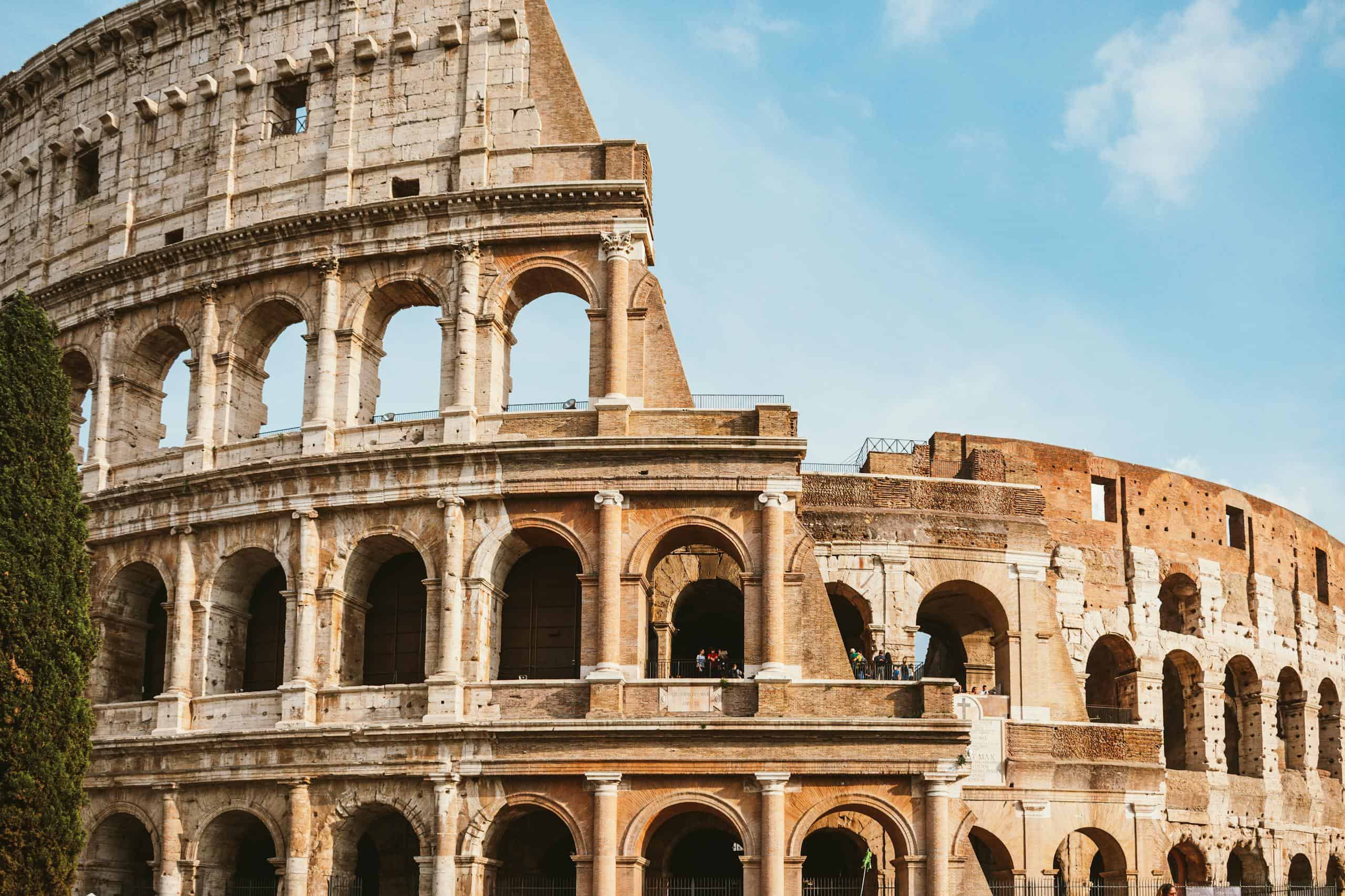Iconic Roman Colosseum in Italy, historic ancient amphitheater.